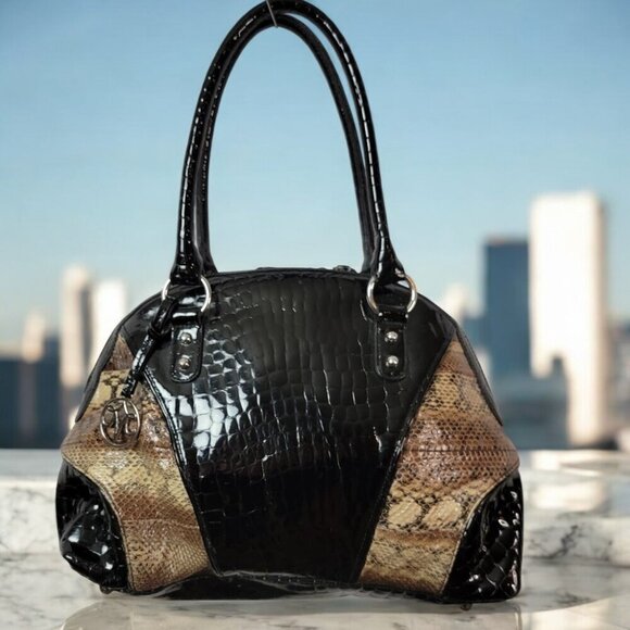 Johnson & Murphy Faux Snakeskin and Crocodile Shoulder Bag - Picture 1 of 11